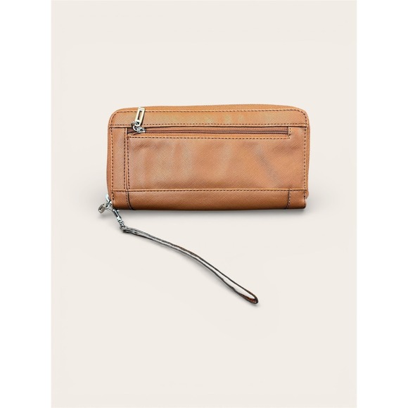GUESS Brown Zip-Around Wristlet Wallet Women's Clutch Classic - Picture 2 of 5